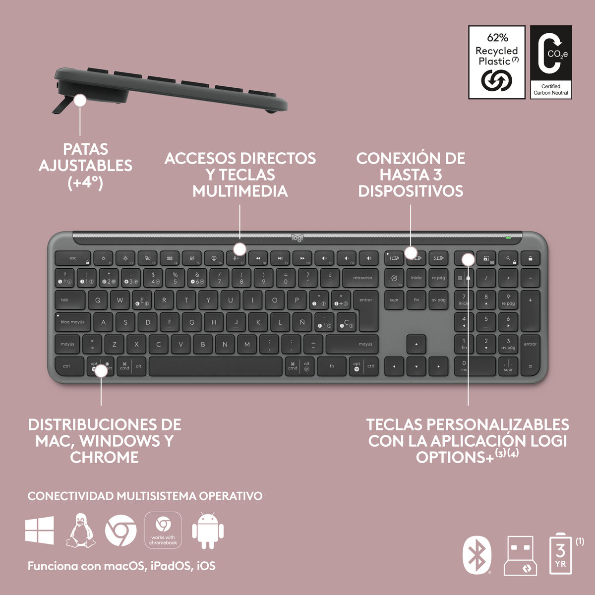 Bežična Tipkovnica Logitech 920-012455 Grafit QWERTY